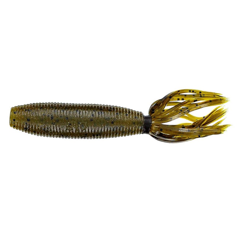 Yamamoto 92F-10-297 Fat Ika, 4-Inch, 10-Pack, Green Pumpkin/Black Flake